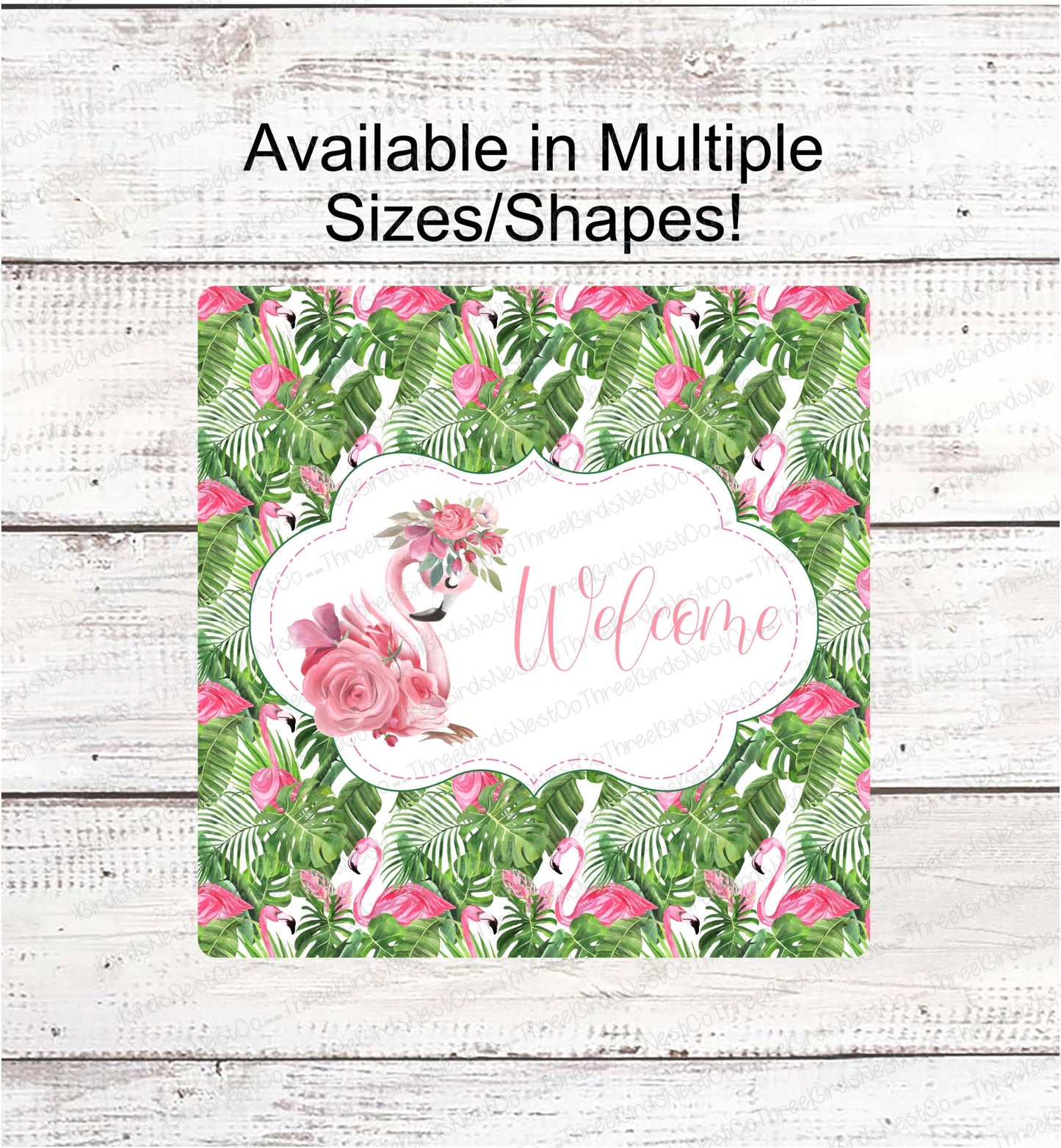 Flamingo Fern Welcome Sign