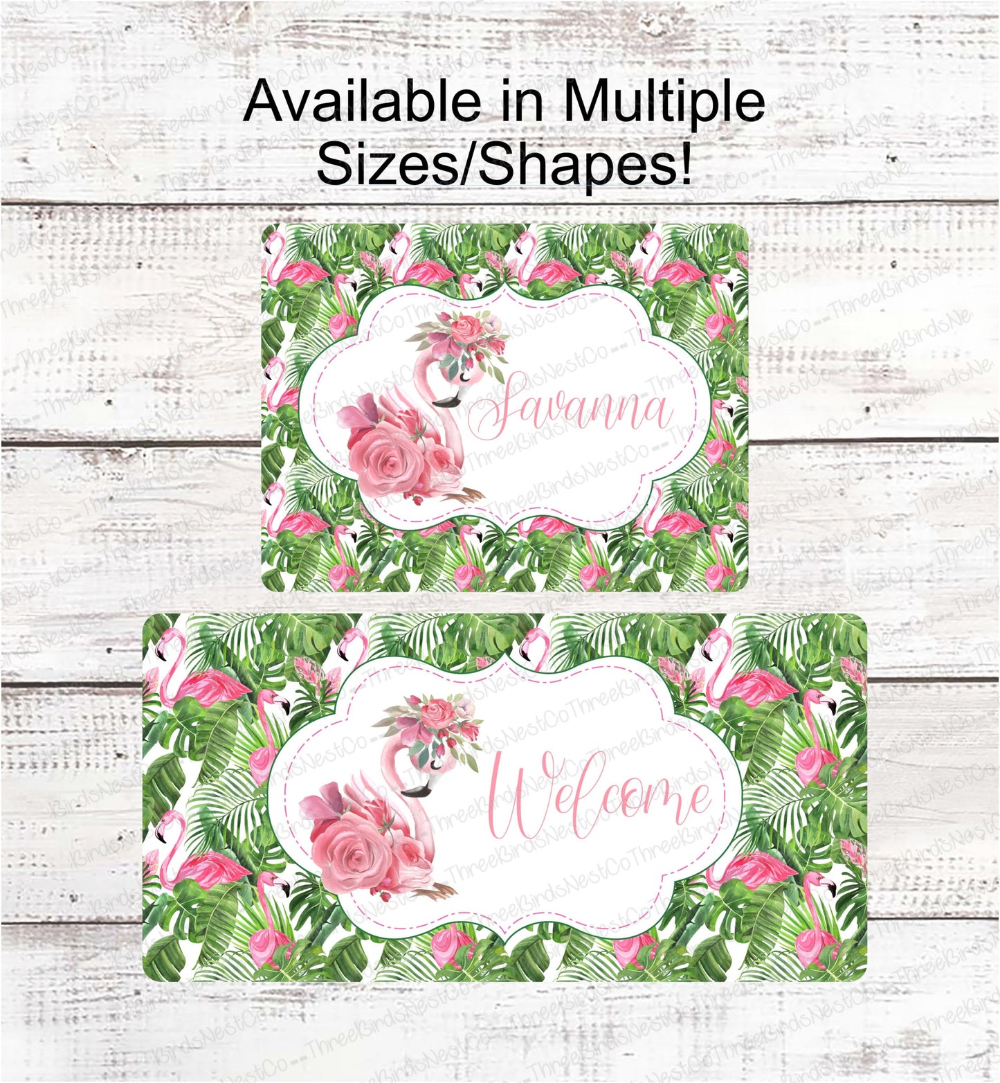 Flamingo Fern Welcome Sign