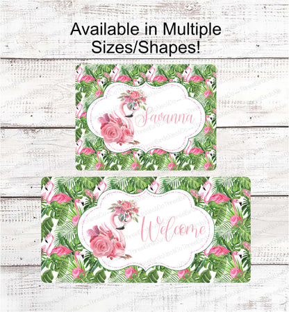 Flamingo Fern Welcome Sign