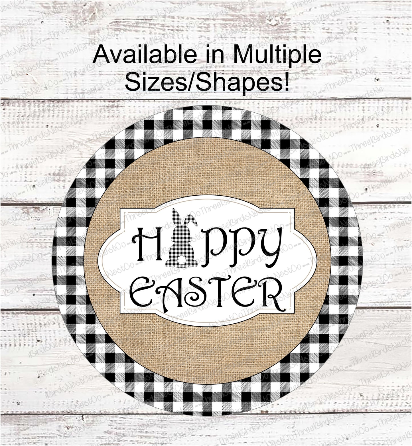 Happy Easter Sign - Welcome Wreath Sign - Easter Sign - Easter Bunny Sign - Buffalo Plaid Bunny - Bunny Welcome Sign - Buffalo Plaid Sign