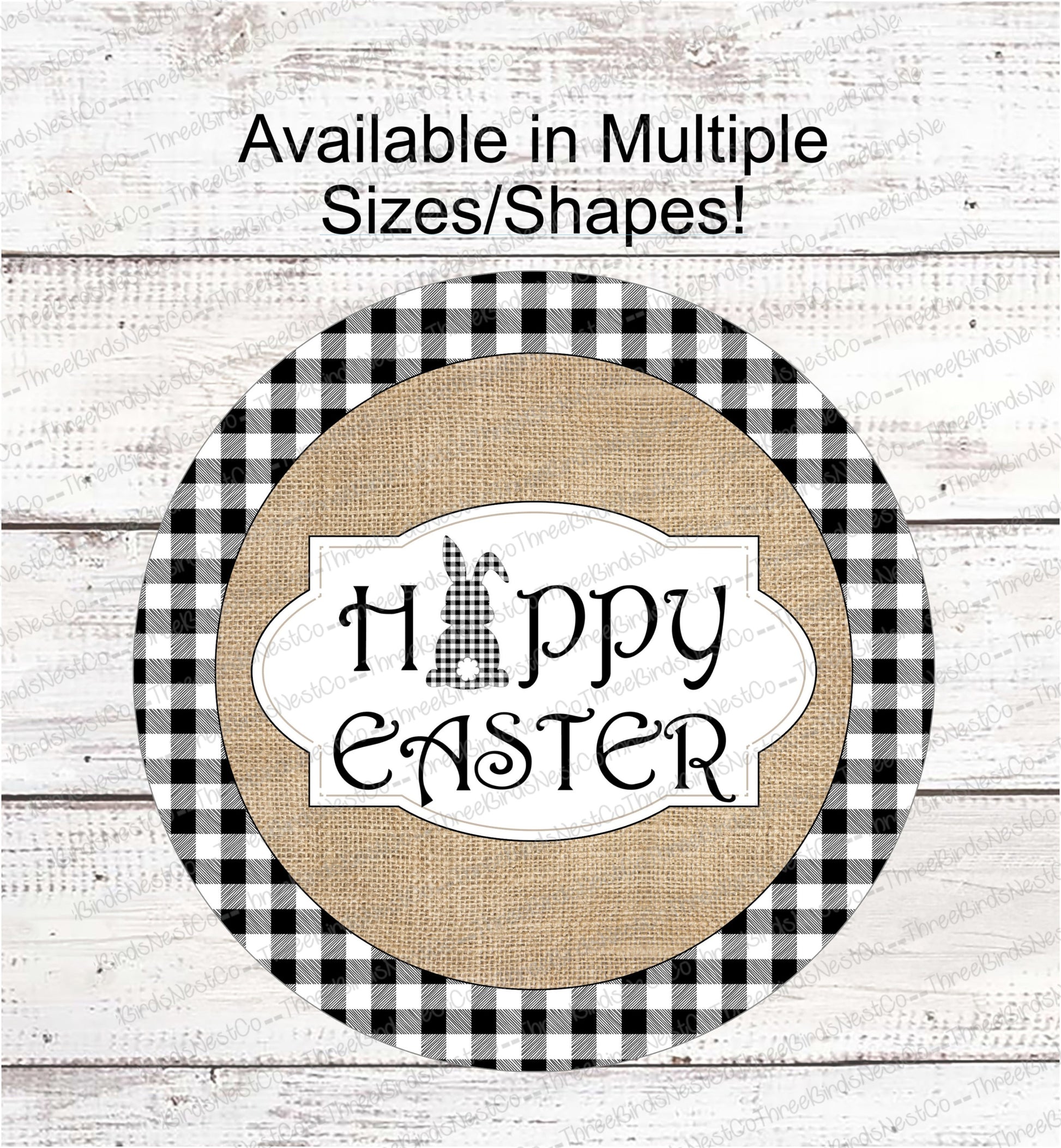Happy Easter Sign - Welcome Wreath Sign - Easter Sign - Easter Bunny Sign - Buffalo Plaid Bunny - Bunny Welcome Sign - Buffalo Plaid Sign