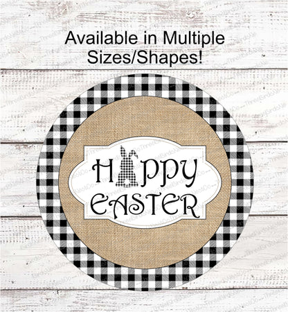 Happy Easter Sign - Welcome Wreath Sign - Easter Sign - Easter Bunny Sign - Buffalo Plaid Bunny - Bunny Welcome Sign - Buffalo Plaid Sign
