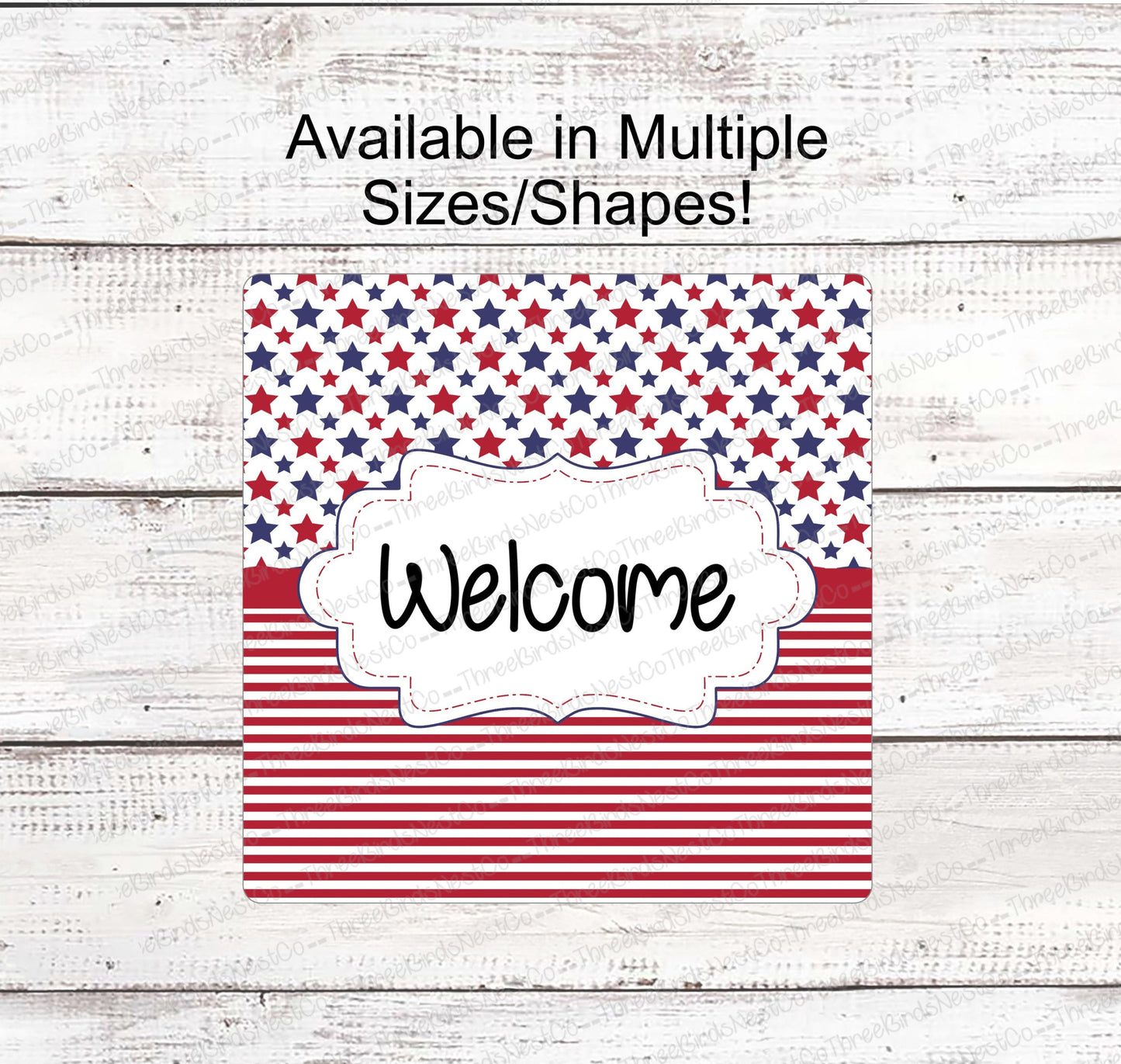 Patriotic Welcome Stars and Red Stripes Sign