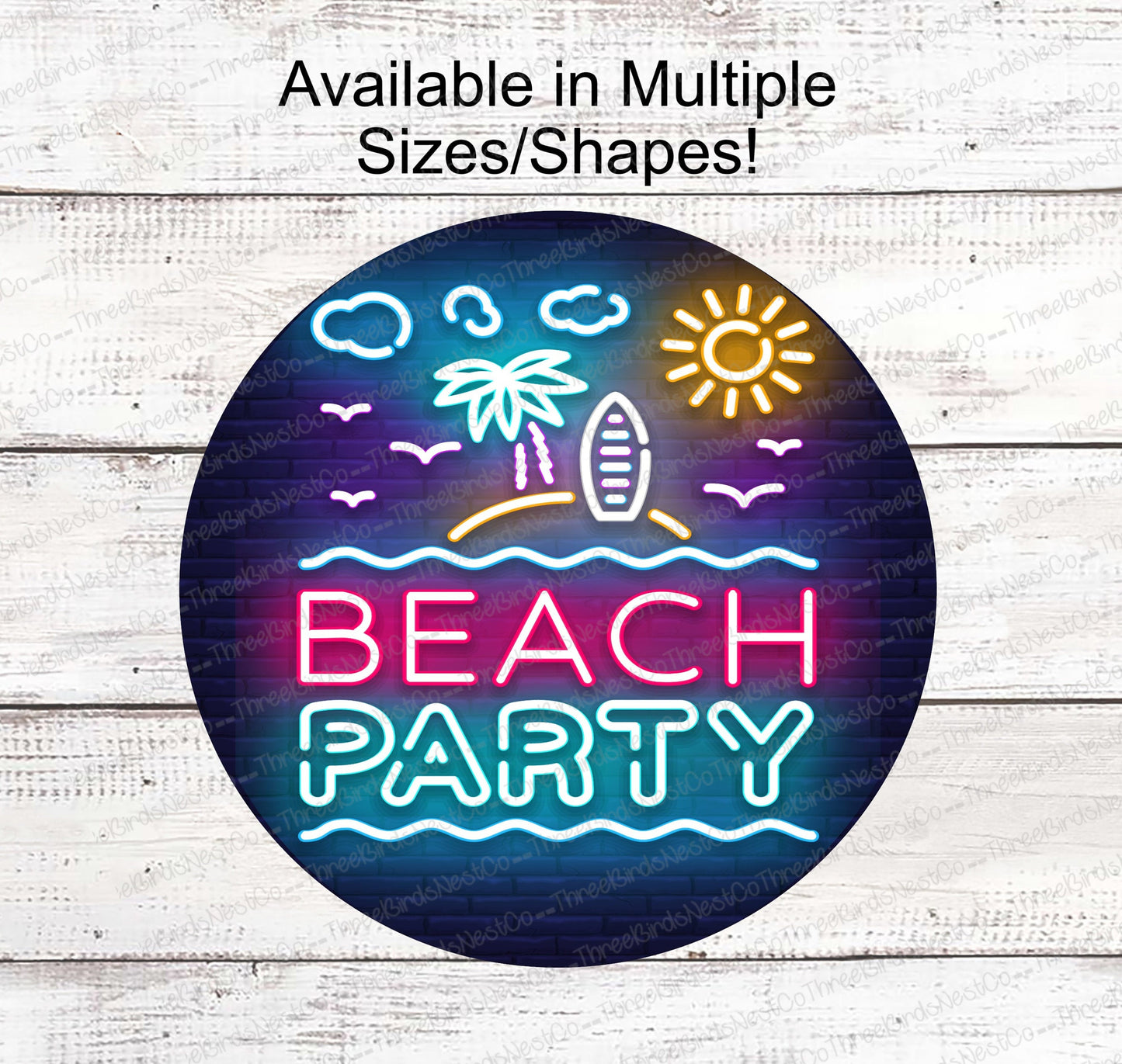 Beach Party Neon Look Sign