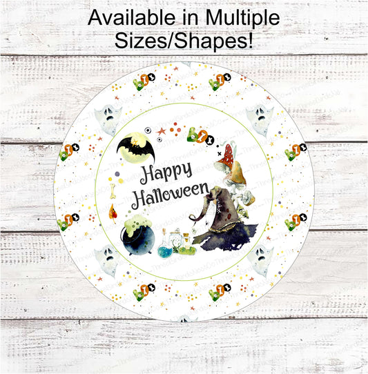 Happy Halloween Watercolor Witch Hat Wreath Sign