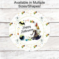 Happy Halloween Watercolor Witch Hat Wreath Sign