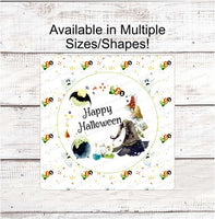 
              Happy Halloween Watercolor Witch Hat Wreath Sign
            