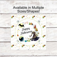 Happy Halloween Watercolor Witch Hat Wreath Sign