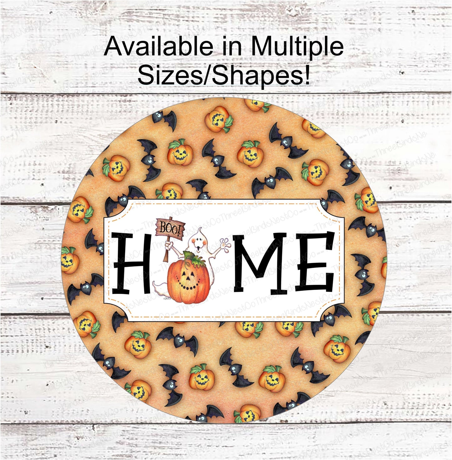 Home Halloween Ghost and Pumpkin Sign