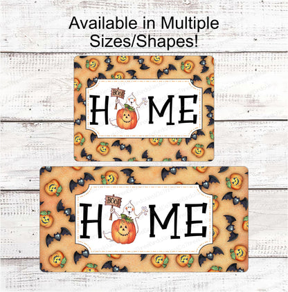 Home Halloween Ghost and Pumpkin Sign