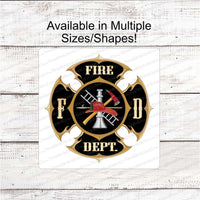 Black and Red Firefighter Shield Sign