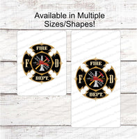 
              Black and Red Firefighter Shield Sign
            