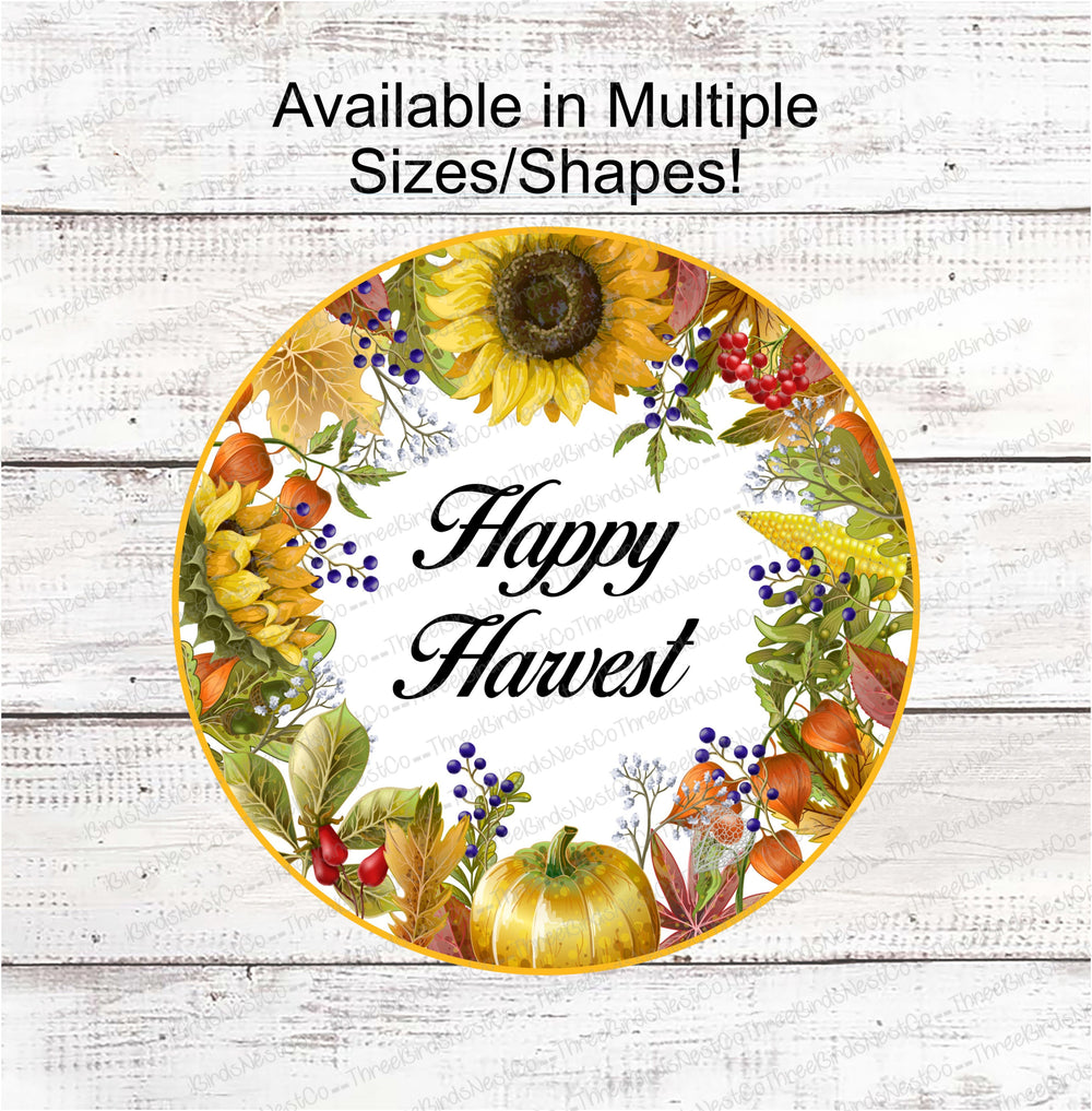 Happy Harvest Golden Fall Frame Sign