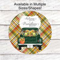 Autumn Leaves and Pumpkins Please Green Truck Sign