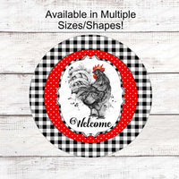 Black and Red Rooster Welcome Sign