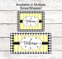 
              Bee Welcome on Lace and Stripes Sign
            