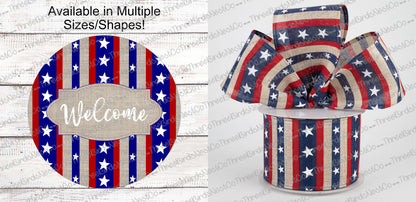Stars and Stripes Burlap Patriotic Welcome Sign