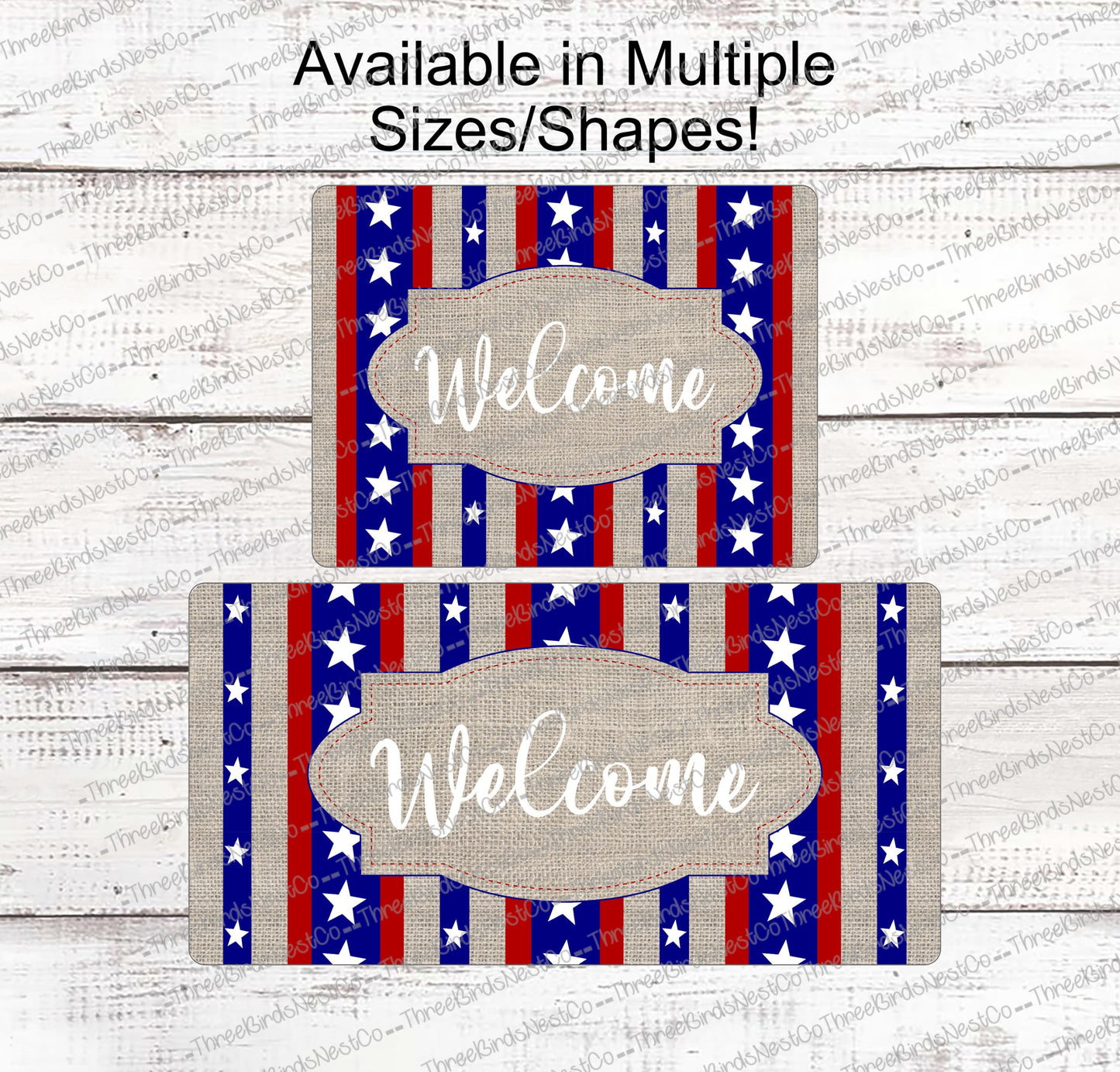 Stars and Stripes Burlap Patriotic Welcome Sign