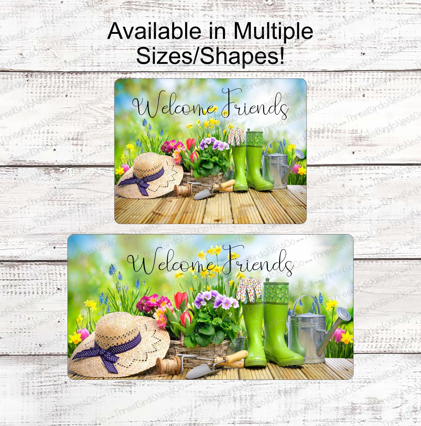 Welcome Friends Garden Scene Sign