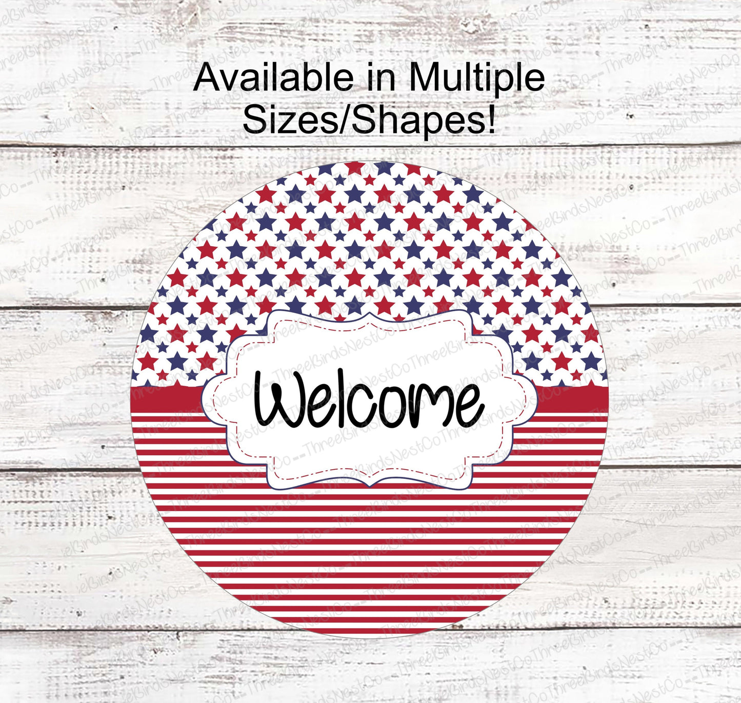 Patriotic Welcome Stars and Red Stripes Sign