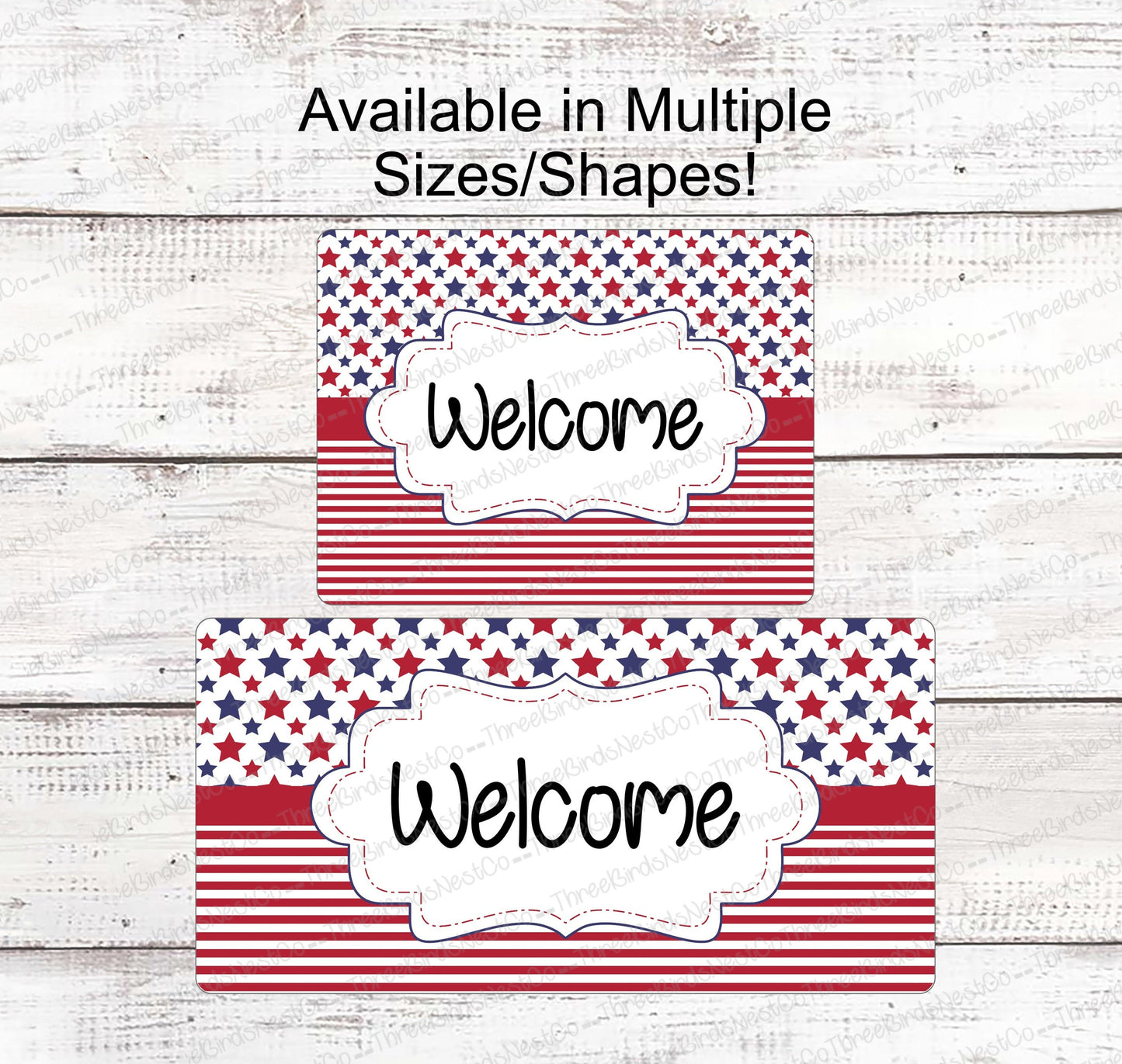 Patriotic Welcome Stars and Red Stripes Sign