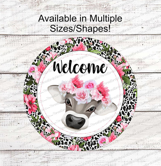 Cow Wreath Sign - Farm Life Sign - Cow Sign - Cow Wreath Sign - Farmhouse Wreath Sign - Farm Animals Sign - Farm Wreaths Signs - Cow Print