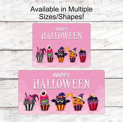 Happy Halloween Cupcakes on Pink Sign