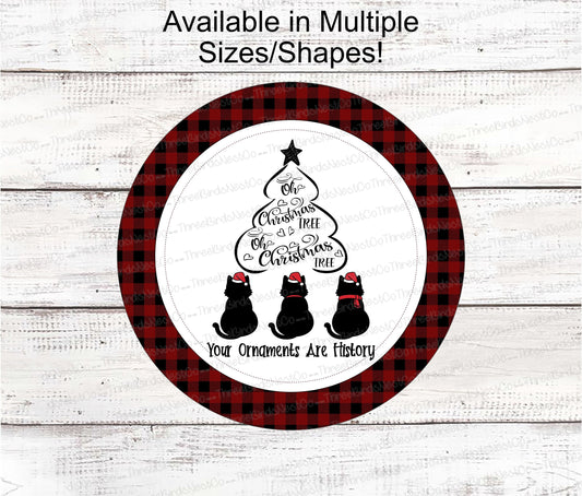 Oh Christmas Tree Cat Trio Sign