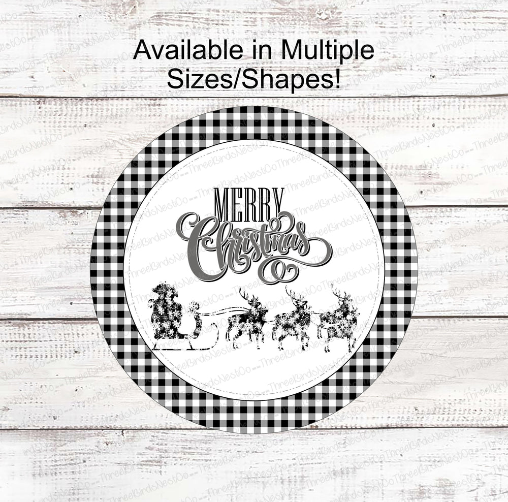 Buffalo Plaid Reindeer and Sleigh Merry Christmas Sign