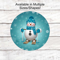 
              Snowman on Skis Winter Snowflake Sign
            