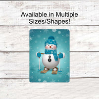 
              Snowman on Skis Winter Snowflake Sign
            