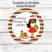 Wonderful Time African American Christmas Girl Sign