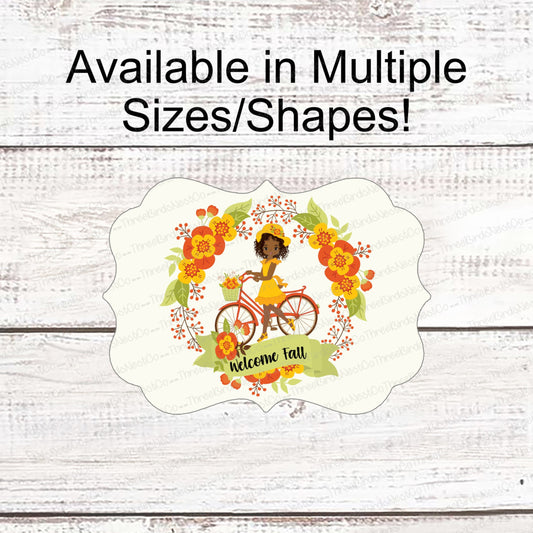Fall Bicycle African American Girl