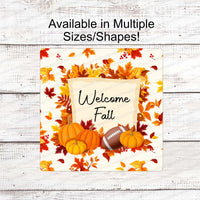 Welcome Fall Pumpkins and Football Sign