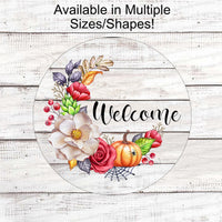 Crescent Fall Wreath Welcome Sign