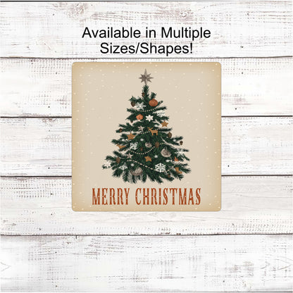 Vintage Merry Christmas Tree Sign