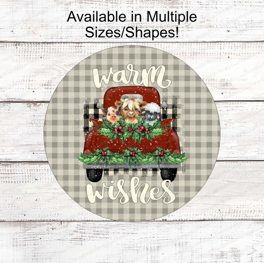 Warm Wishes Farm Animals Christmas Truck Sign
