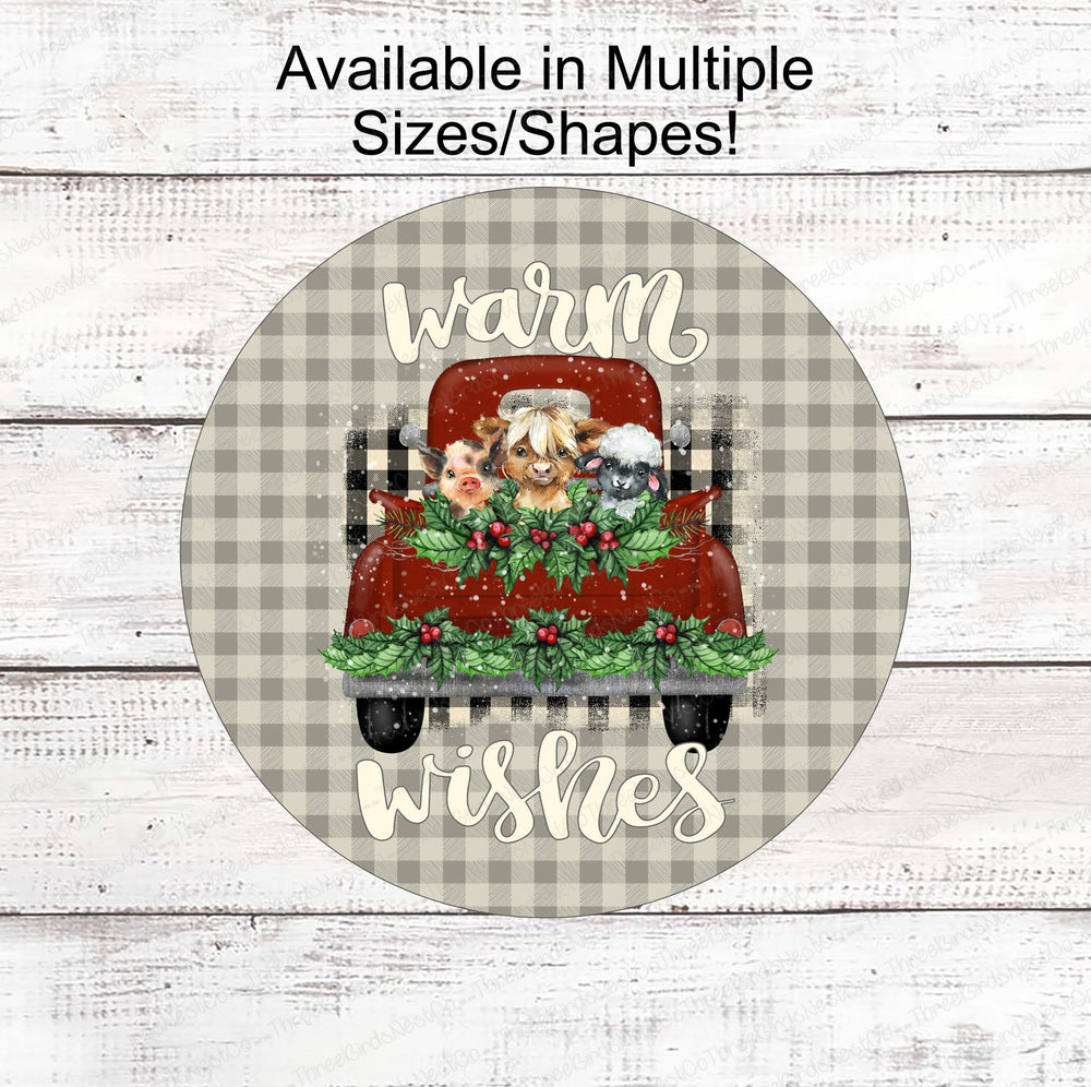Warm Wishes Farm Animals Christmas Truck Sign