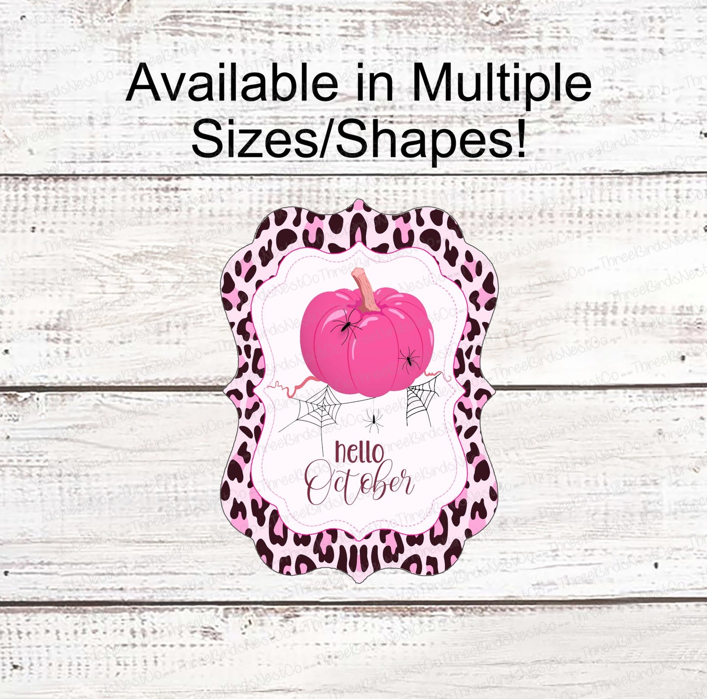 Pink Pumpkin Sign - Breast Cancer Sign - Breast Cancer Wreath Sign - Pink Pumpkin Sign - Fall Wreath Sign - Leopard Print Sign