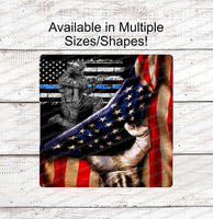 
              Thin Blue Line American Flag Police Sign
            
