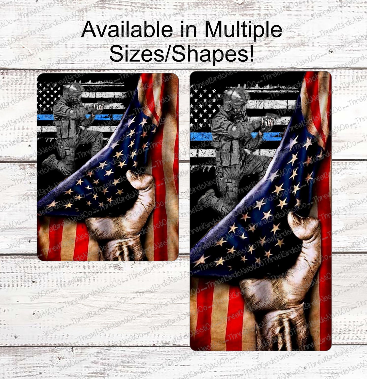 Thin Blue Line American Flag Police Sign