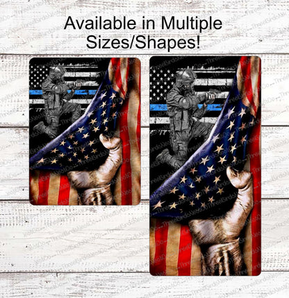 Thin Blue Line American Flag Police Sign