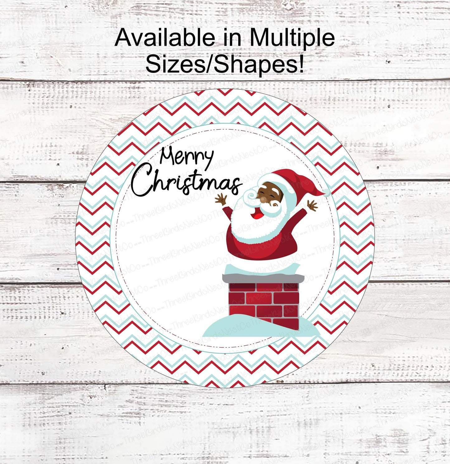 African American Santa in Chimney Christmas Sign