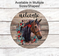 
              Christmas Horse - Farm Life Sign - Horse Sign - Horse Welcome Sign - Horse Wreath Signs - Farmhouse Wreath Sign - Christmas Wreath Sign
            