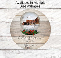 
              Farmhouse Christmas Signs - Christmas Wreath Sign - Snowglobe Sign - Farmhouse Sign - Barn Sign - Christmas Barn Sign
            