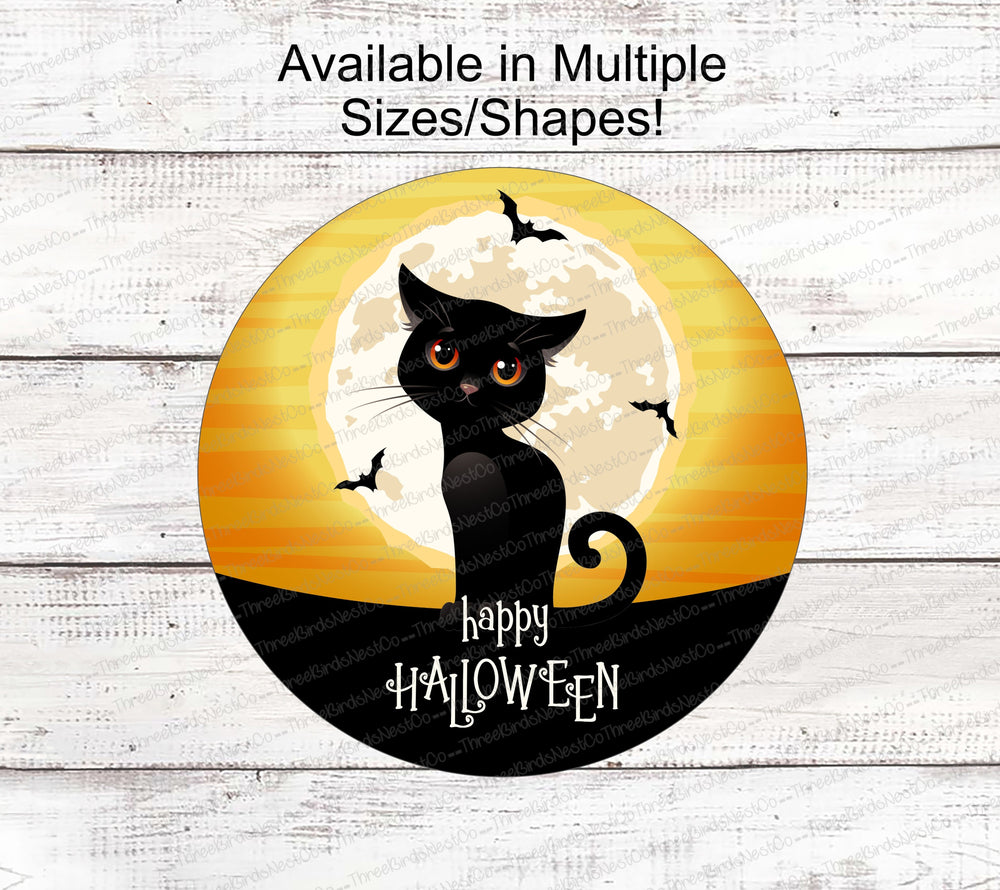Happy Halloween Black Kitten Sign