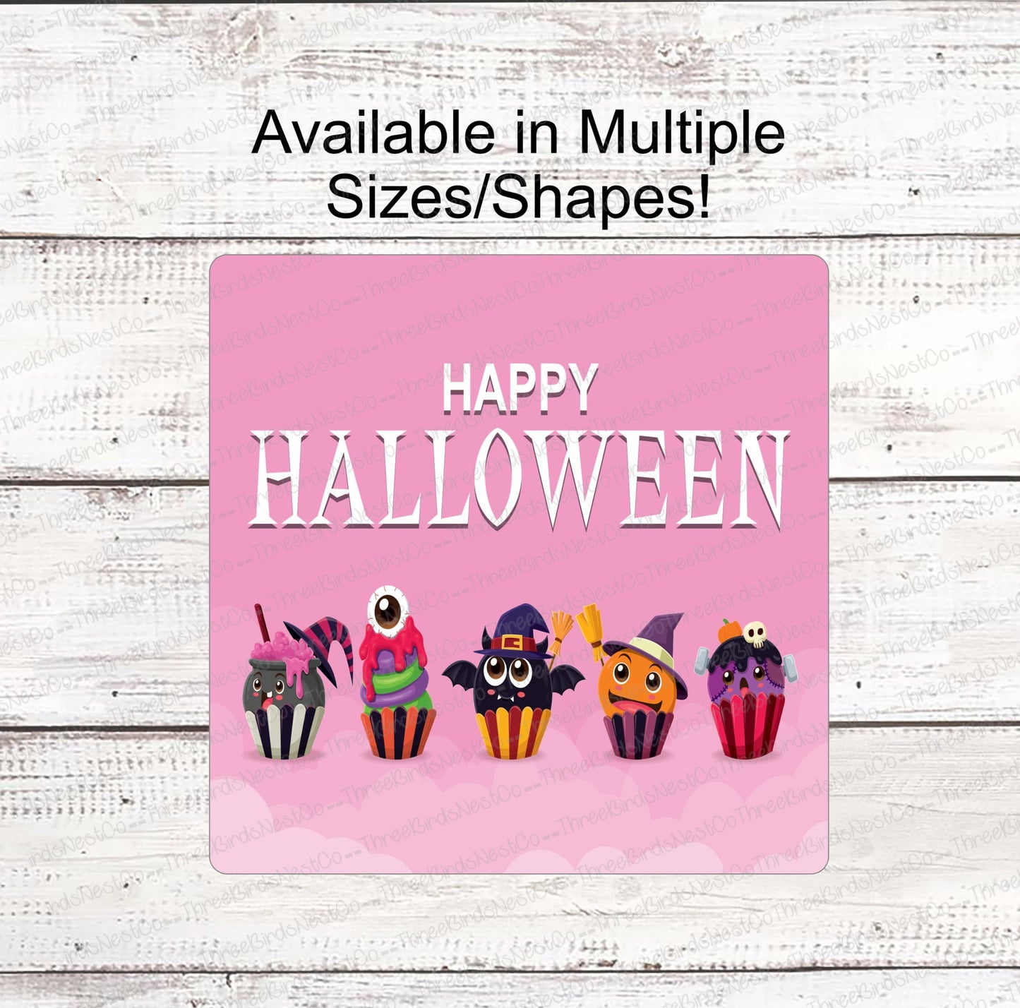 Happy Halloween Cupcakes on Pink Sign