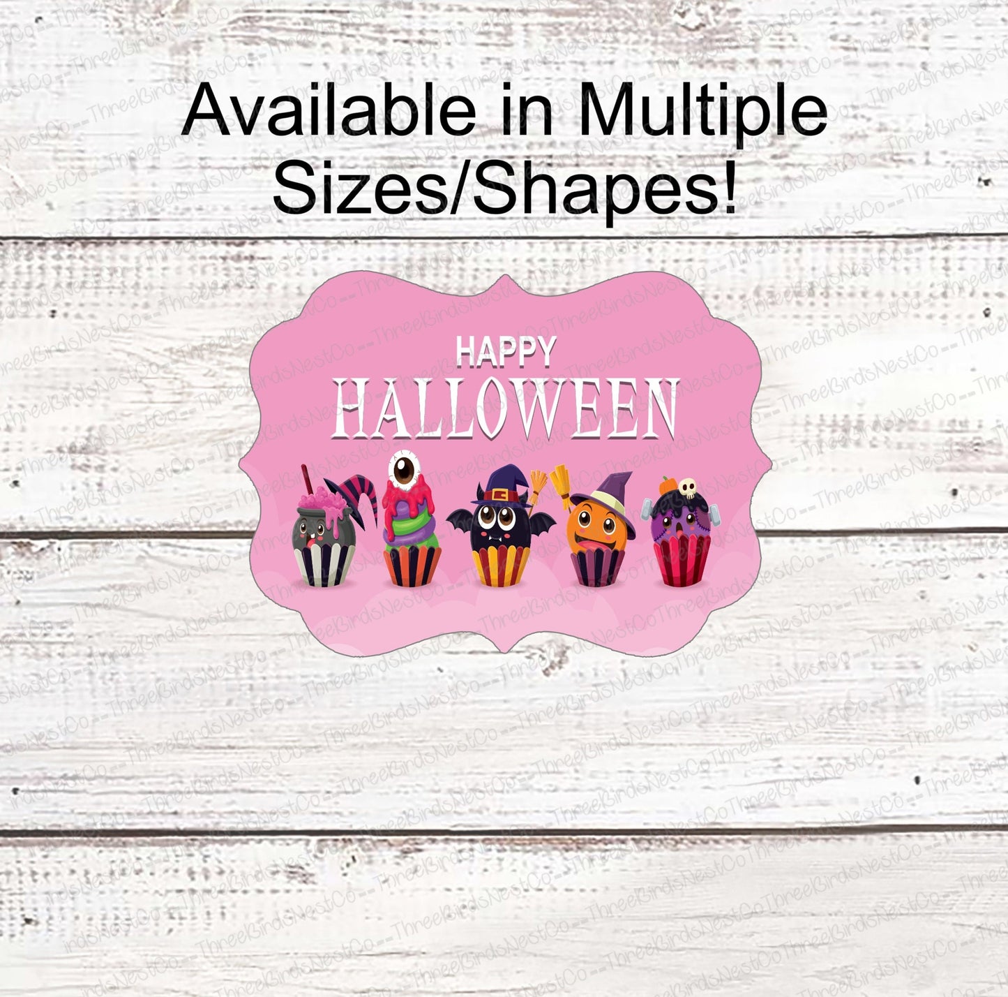 Happy Halloween Cupcakes on Pink Sign