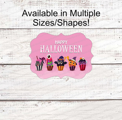 Happy Halloween Cupcakes on Pink Sign