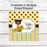 
              Happy Fall Sunflowers African American Girl
            